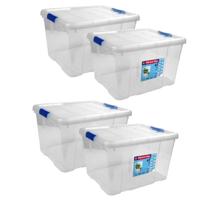 Hega Hogar Opbergbox - Set van 4x stuks - met deksel - 42 x 35 x 25 cm - 25 Liter - Opbergbakken - T