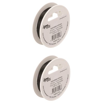 2x rollen nylon hobby draad zwart 0.25 mm x 50 meter