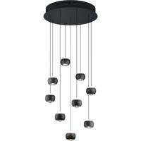 LED Hanglamp - Musterring Cannon - 9 Lichtpunten van 5 Watt - Rond - Dimbaar - Aanpasbare Lichtkleur - Geheugenfunctie - Nachtlamp - Up-and-down Verlichting - Mat Zwart - Metaal
