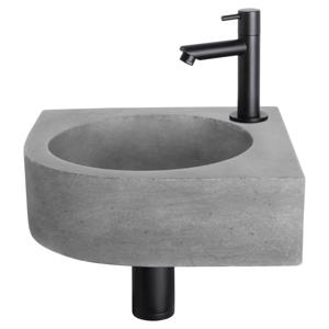 Differnz Cleo fonteinset beton donkergrijs - kraan recht - 31.5 x 31.5 x 10 cm - mat zwart