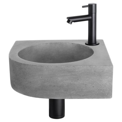Differnz Cleo fonteinset beton donkergrijs - kraan recht - 31.5 x 31.5 x 10 cm - mat zwart