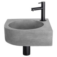 Differnz Cleo fonteinset beton donkergrijs - kraan recht - 31.5 x 31.5 x 10 cm - mat zwart