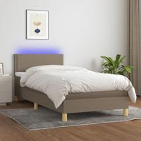 Boxspring met matras en LED stof taupe 90x190 cm