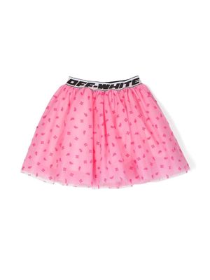 Off-White Kids jupe évasée à taille logo - Rose