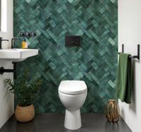 Tegelstickers badkamer visgraat groen