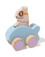 HEMA Auto met superheld kat 10x12x6.5cm hout