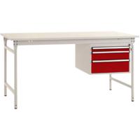 Manuflex BB5261.3003 Compleet bijzettafel basis stationair met melamine schijf + behuizing onderbouw, bxdxh: 1000 x 800 x 780 mm Robijn-rood