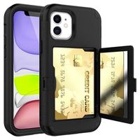 iPhone 12 Mini Hybrid Case met Verborgen Spiegel & Kaartsleuf - Zwart