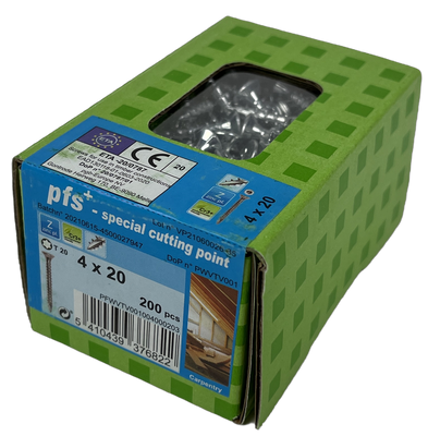 pgb-Europe PFS+ | Spaanplaatschroef PFS+ VZK-T Ø 4,0x20 Zn - 200 stuks - PFWVTV001004000203