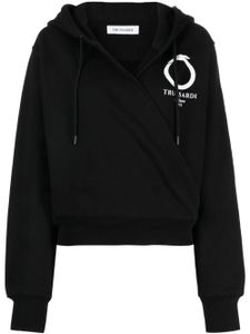 Trussardi hoodie en coton à logo imprimé - Noir