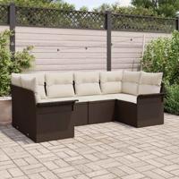 Tuinbankenset met kussen 6 pcs Bruin poly rattan