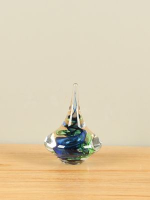 Glazen Tol blauw/groen 13 cm.