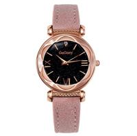 Gogoey dames sterrenhemel lederen riem horloge (roze)