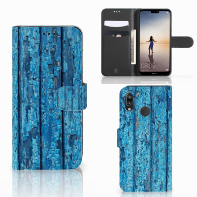 Huawei P20 Lite | Book Style Case | Wood Blue