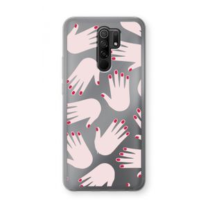 Hands pink: Xiaomi Redmi 9 Transparant Hoesje