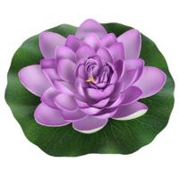 Drijvende kunst waterlelie bloemen - paars - D18 cm - Vijver decoratie - Nep bloemen - Waterlelies