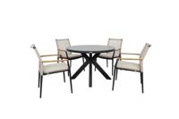 Qopps Ziggy tuintafel met 4 Indra stapelbare tuinstoel