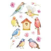 48x Vogel en bloemen stickertjes voor kinderen - thumbnail