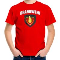 Brandweer met embleem verkleed t-shirt - carnaval outfit - rood - voor kinderen