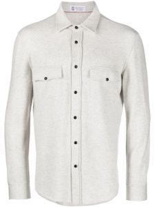 Brunello Cucinelli chemise en laine mélangée à manches longues - Gris