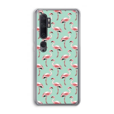 Flamingoprint groen: Xiaomi Mi Note 10 Transparant Hoesje