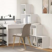 Hoekbureau met plank Wit 101,5 x 149,5 x 149,5 cm Bewerkt hout