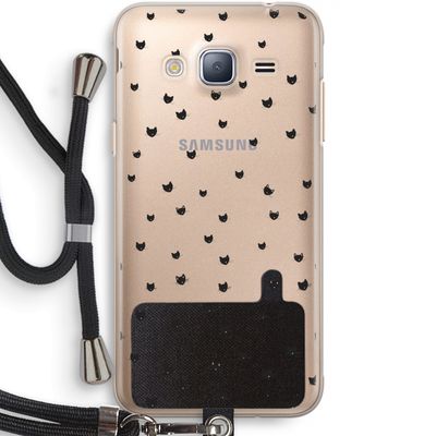 Kleine kattenkopjes: Samsung Galaxy J3 (2016) Transparant Hoesje met koord