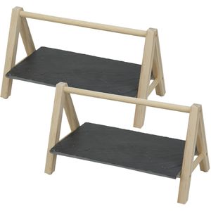 3x Stuks etagere 1-laags rechthoekig 29 x 19 x 14 cm van leisteen