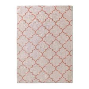 Tapeso Wasbaar vloerkleed - Trellis wit|roze - 120x170 cm