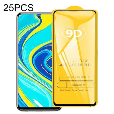 Voor Xiaomi Redmi Note 9 25 PCS 9D Full Glue Full Screen Tempered Glass Film