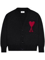 AMI Paris cardigan à logo en intarsia - Noir