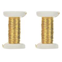 Goud metallic bind draad/koord - 3x stuks - 0,4 mm dikte 40 meter - Hobby artikelen/Knutselen materi