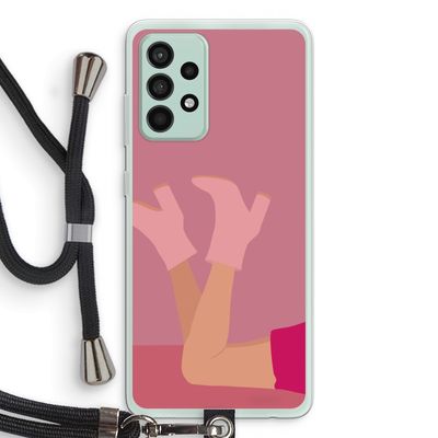 Pink boots: Samsung Galaxy A52s 5G Transparant Hoesje met koord