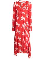 Stella McCartney robe Pixel Horses à coupe mi-longue - Rouge - thumbnail