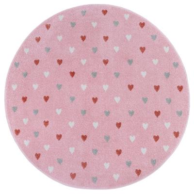 Vloerkleed Kids Little Hearts Rond - Roze maat: xcm - materiaal: Polypropyleen - Dekbed-Discounter.nl