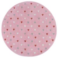 Vloerkleed Kids Little Hearts Rond - Roze maat: xcm - materiaal: Polypropyleen - Dekbed-Discounter.nl
