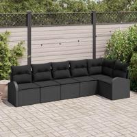 Tuinbankenset met kussen met opslag 6 pcs Zwart poly rattan