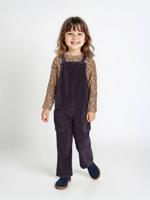Meisjesset met t-shirt en salopet fluweel / velours antraciet