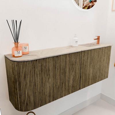 Toiletmeubel Mondiaz Joya Dlux | 111.6 cm | Meubelkleur Dusk | Faye wastafel Frappe Wasbak Rechts | 1 kraangat