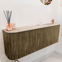 Toiletmeubel Mondiaz Joya Dlux | 111.6 cm | Meubelkleur Dusk | Faye wastafel Frappe Wasbak Rechts | 1 kraangat