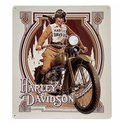 Harley-Davidson Nouveau Babe Metalen Bord - 33 x 38cm LAATSTE STUKS