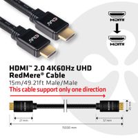 club3D CAC-2314 HDMI-kabel HDMI Aansluitkabel HDMI-A-stekker, HDMI-A-stekker 15.00 m Zwart Vlambestendig - thumbnail