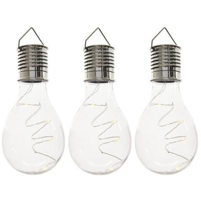 Solar hanglamp bol/peertje - 3x - transparant - kunststof - 14 cm