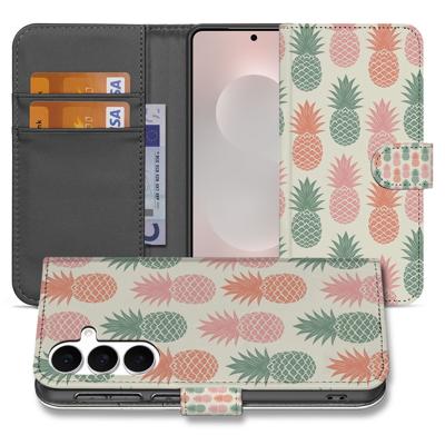 Samsung Galaxy S25 FE | Book Cover | Ananas Roze Rood Groen Met Pasjes
