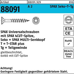 SPAX SPAX Seko-T-Tg 880919299045040 Verzonken schroeven 4.5 mm 40 mm T-STAR plus RVS A2 200 stuk(s)