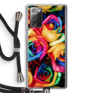 Neon bloemen: Samsung Galaxy Note 20 / Note 20 5G Transparant Hoesje met koord