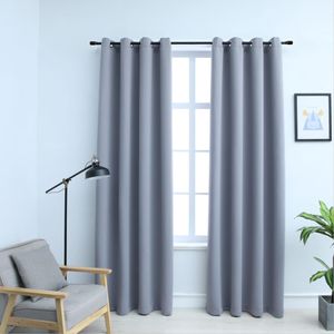VidaXL Gordijn verduisterend met metalen ringen 2 st 140x175 cm grijs