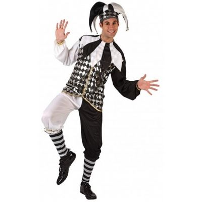 Clownspak harlekijn voor heren