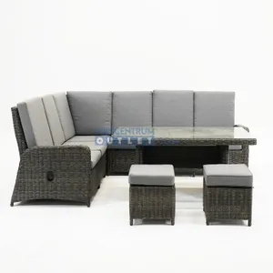 Hoekbank Vita Veloso wicker incl tafel en hockers