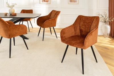 Draaibare Retro Stoel AVIGNON Roestbruin Chenille Zwart Metalen Poten - 46471